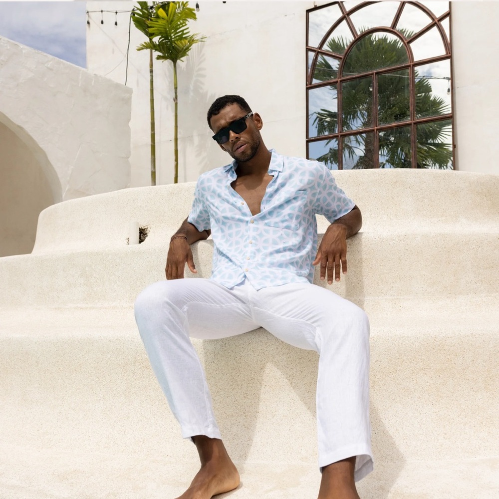 NWT Kenny Flowers The Casa Blanca White Linen Vacation Pants